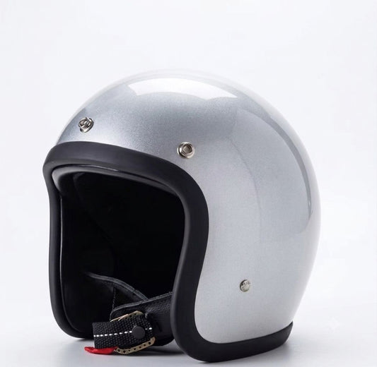 Casco moto vintage silver