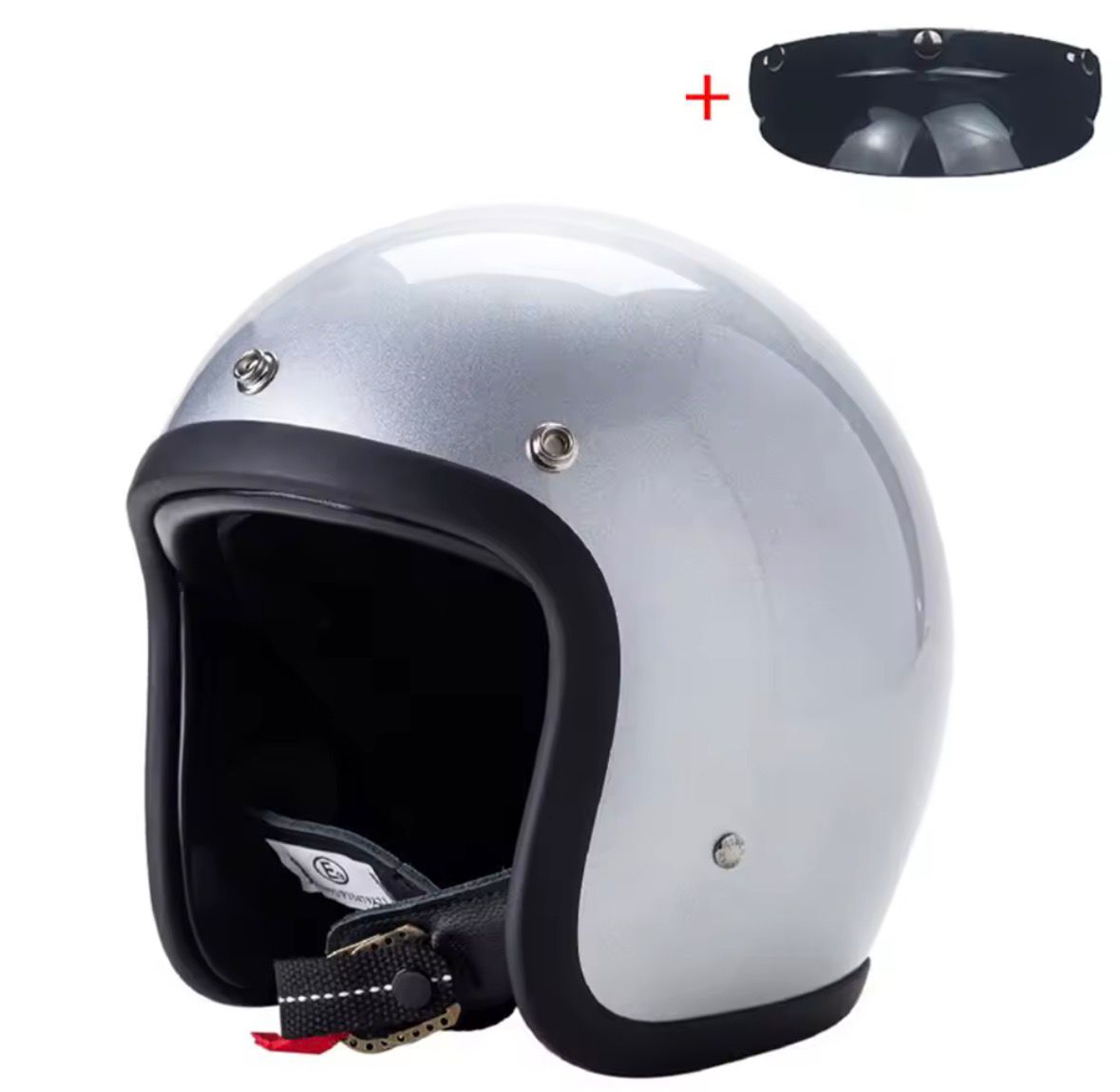 Casco moto vintage silver