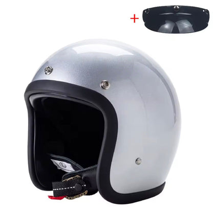 Casco moto vintage silver