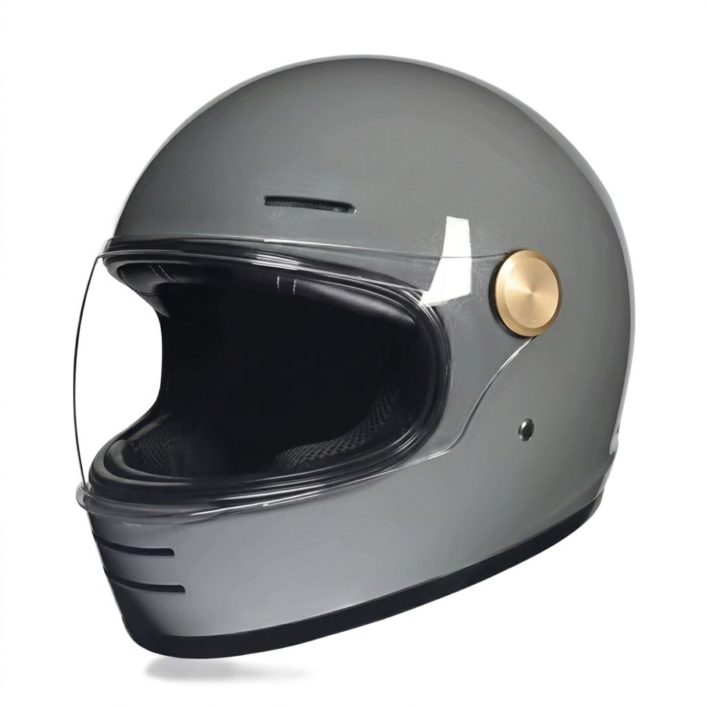 Casco Moto Integral Torc Full Face Retro Dot Gris Poli Meta
