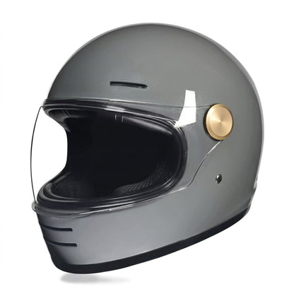 Casco Moto Integral Torc Full Face Retro Dot Gris Poli Meta