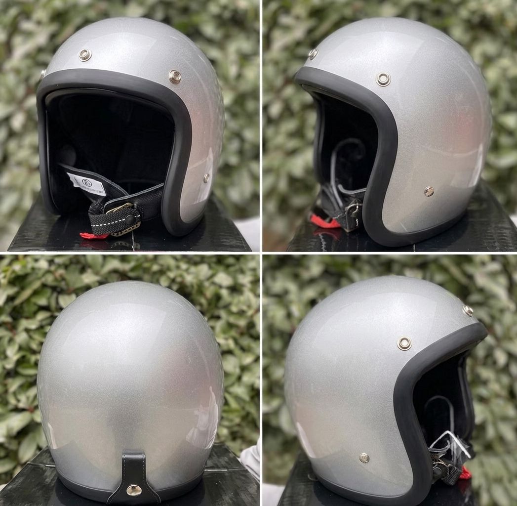 Casco moto vintage silver