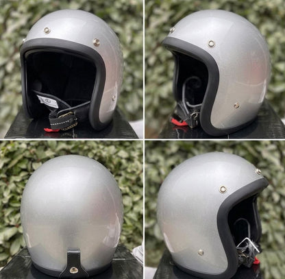 Casco moto vintage silver