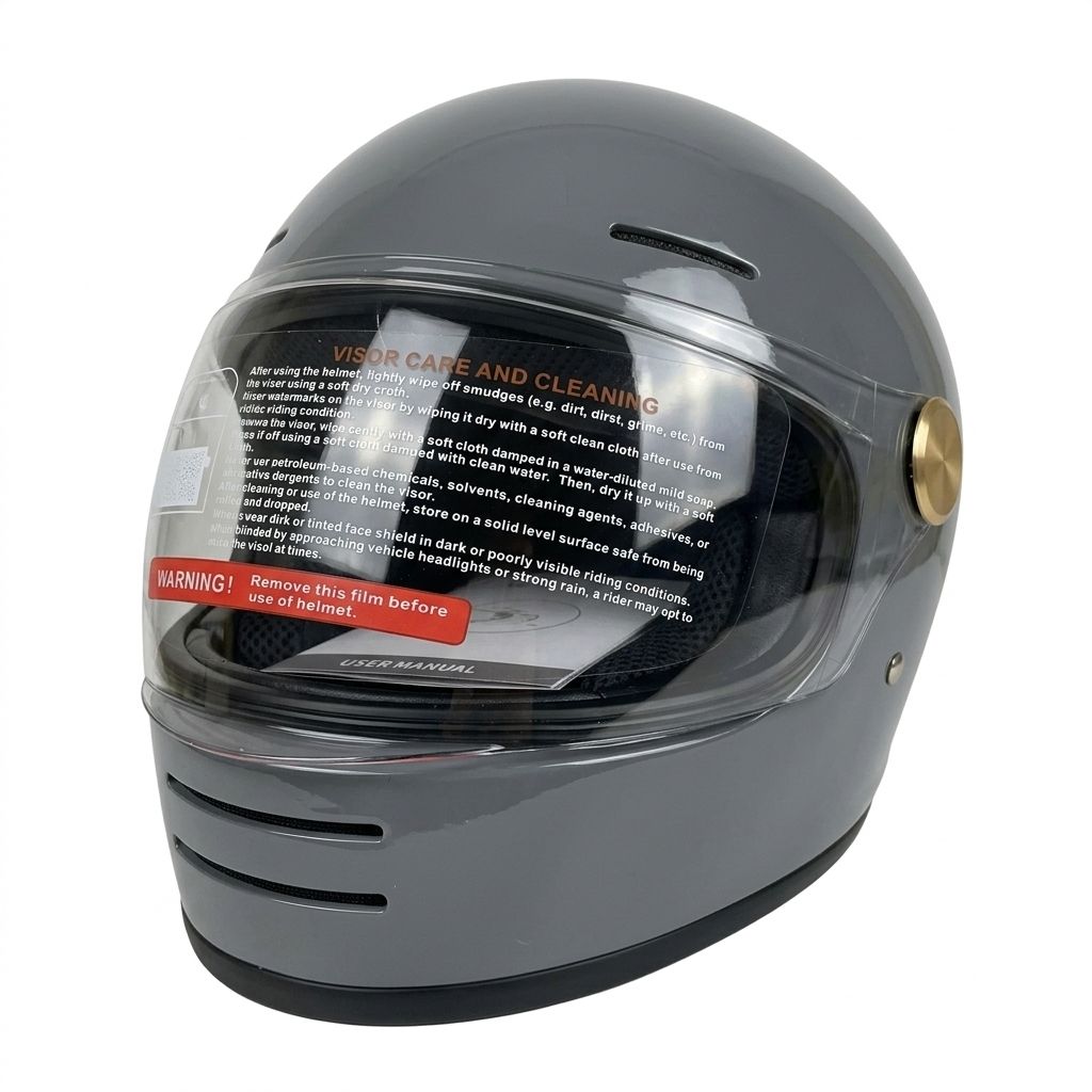 Casco Moto Integral Torc Full Face Retro Dot Gris Poli Meta